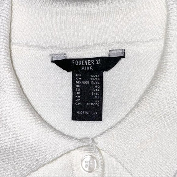 FOREVER 21 Girl's Cream Sweater-Knit Polo Shirt - Picture 3 of 4